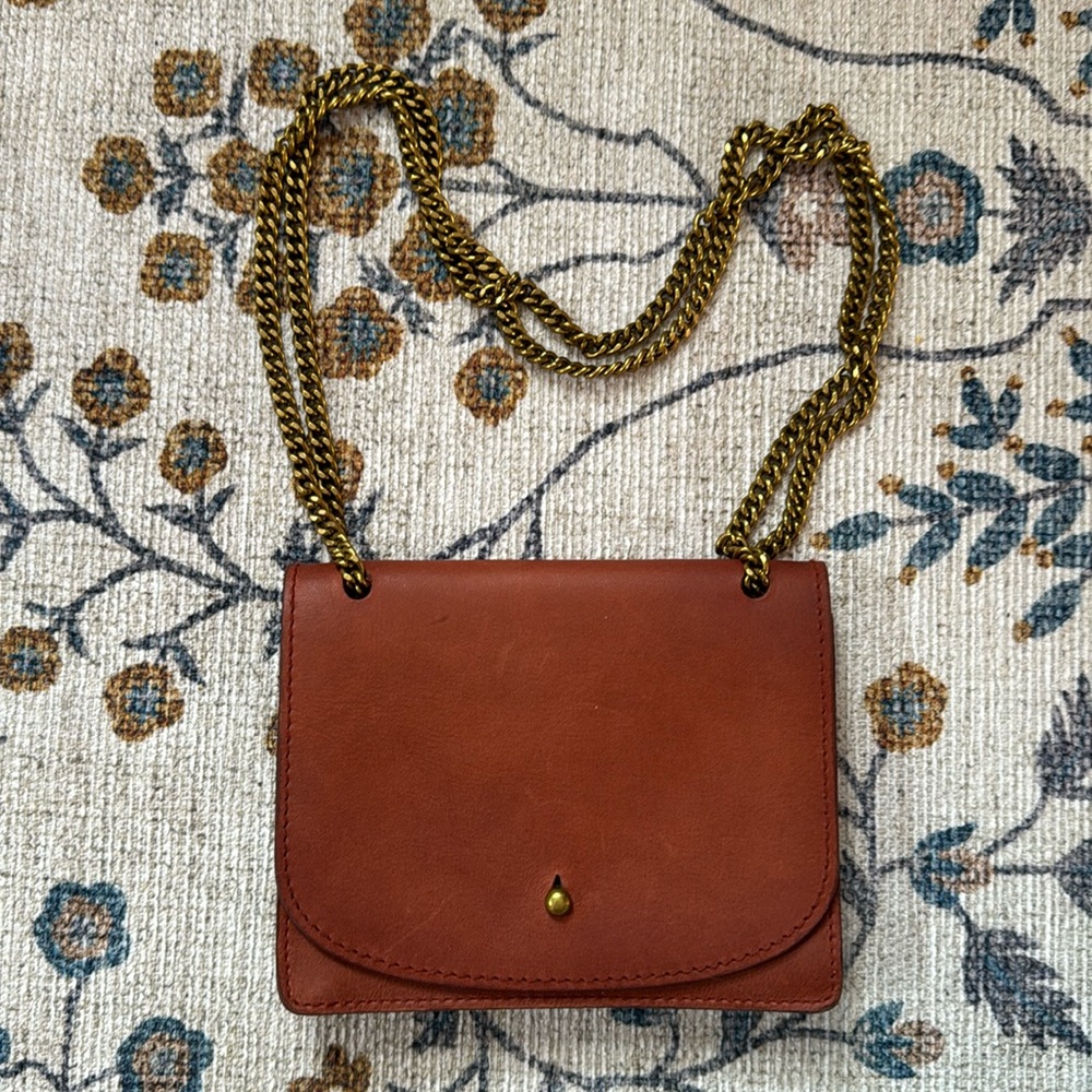 Madewell | Brown Leather Chain Crossbody Bag